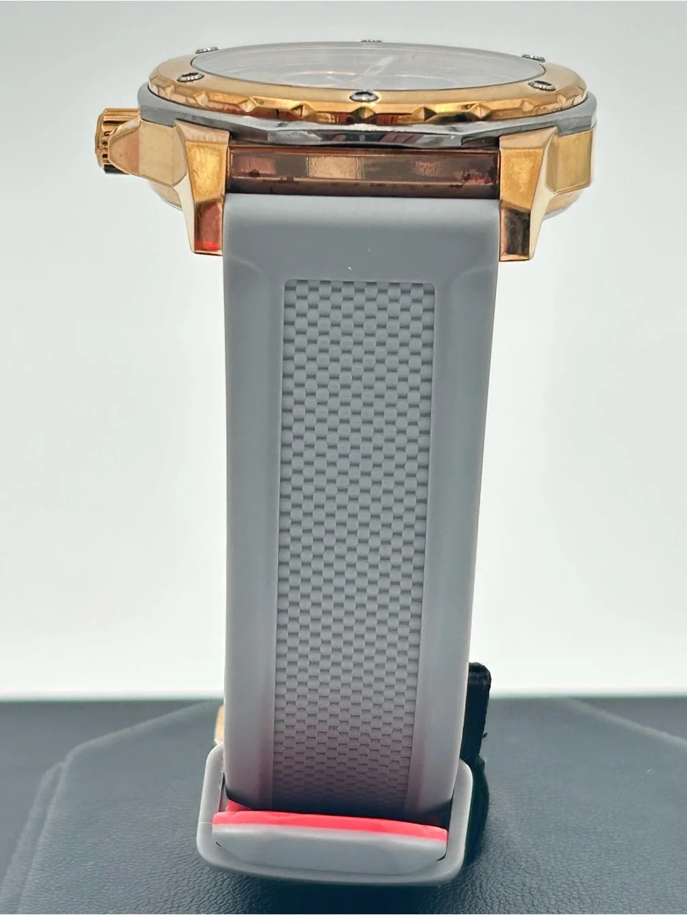 Bulova Marine Star Rose-Gold Tone Automatic Watch with Gray Band (Model 98A228)